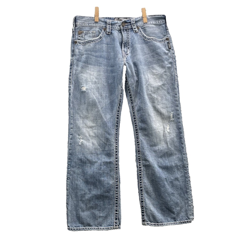 Silver Zac Jeans Men 35x29* Bootcut Western Rodeo Y2k Biker Moto Cowboy Workwear